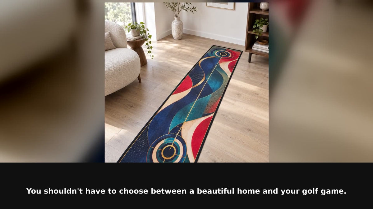 Load video: A putting mat that doesn't look like one. Shop designer rugs and Putt and Play gaming mats.
